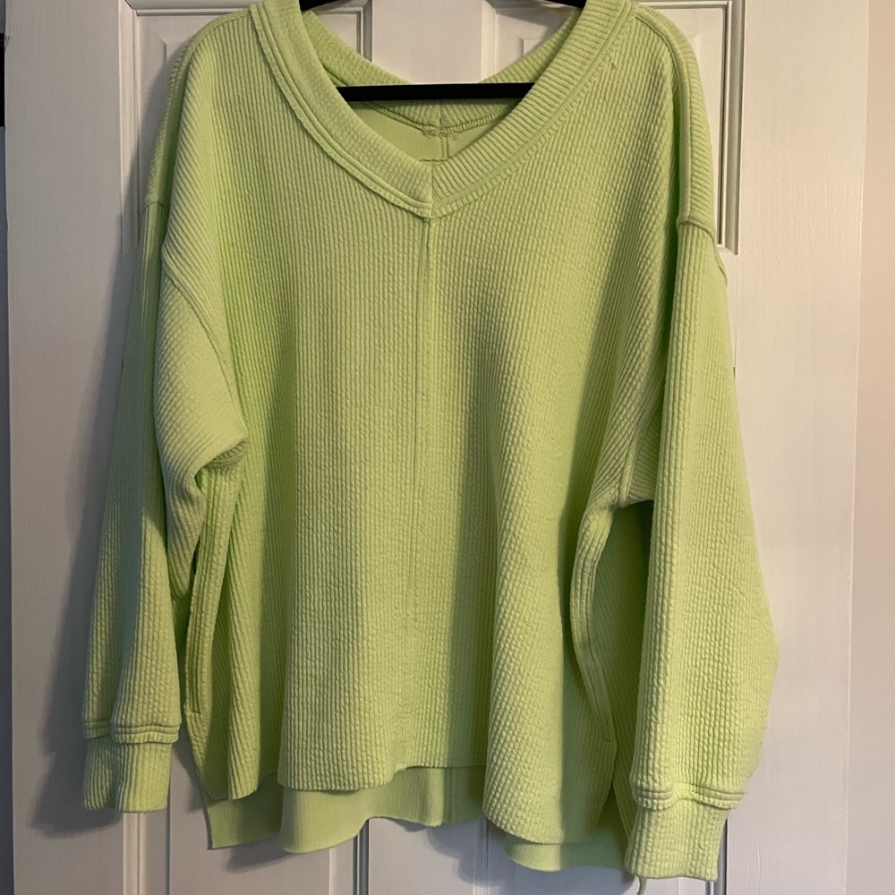 Lime Green V-Neck Sweater